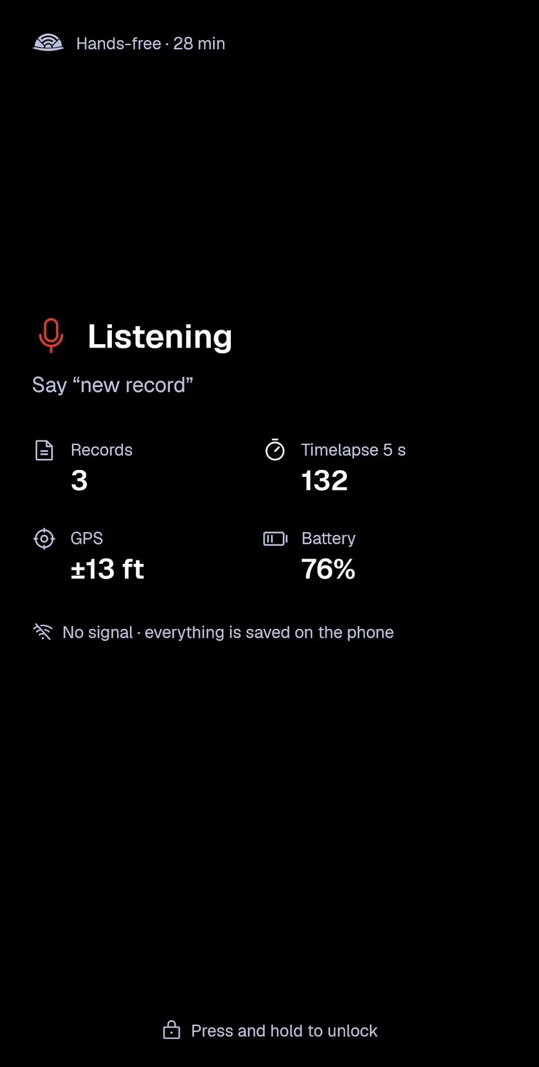 Black screen listening: say new record. No signal, everything stays on the phone